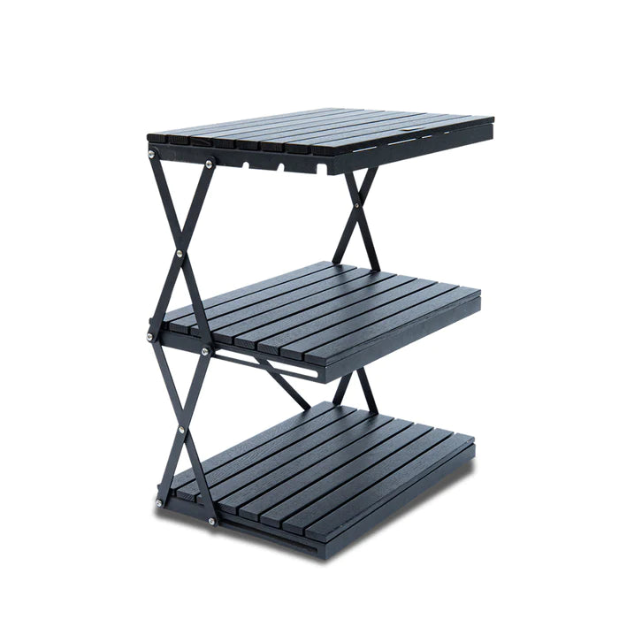 Black edition wood rack 3 tiers