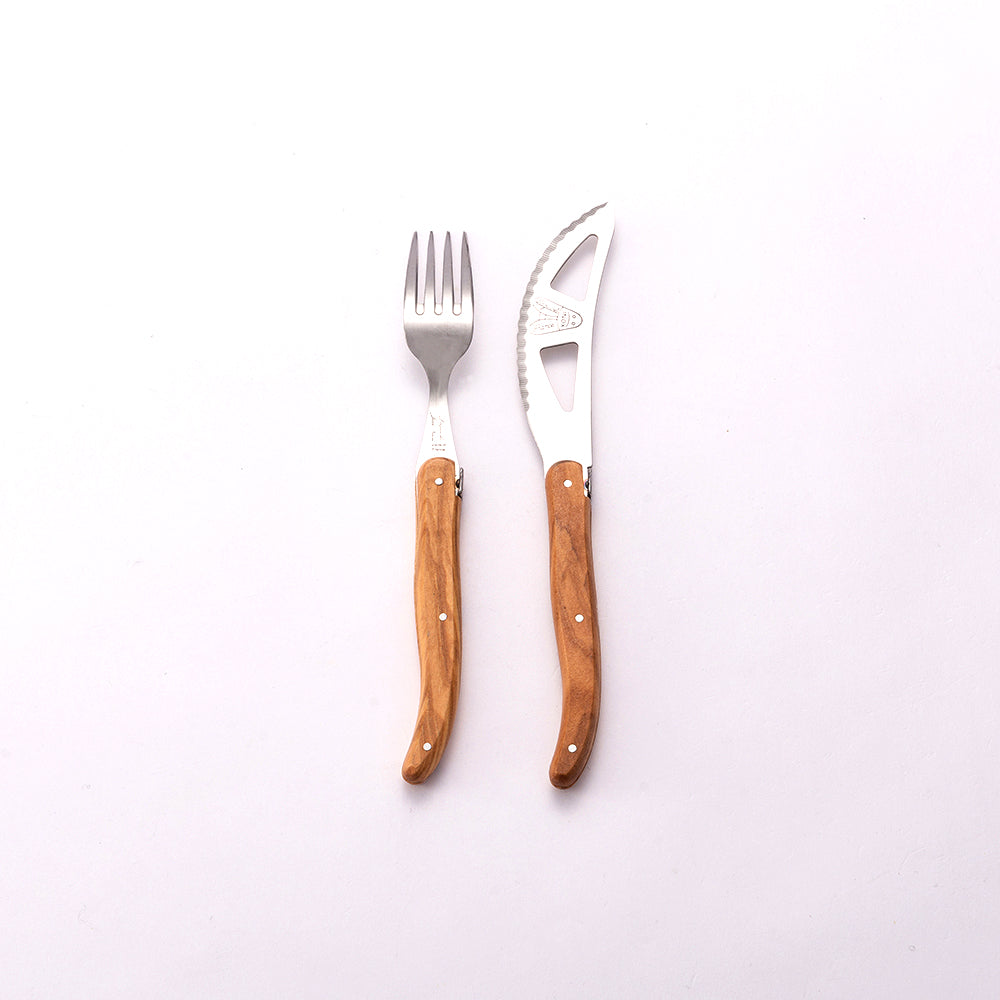 オリーブハンドル ピザ用ナイフ&ディナーフォークセット