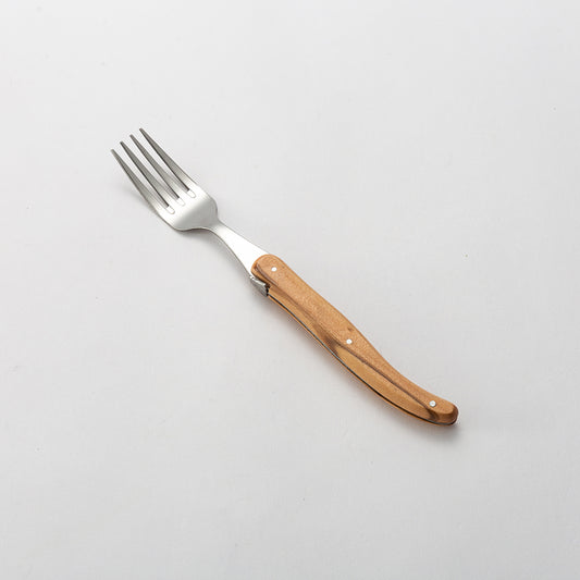 Olive Handle Pizza Knife and Dinner Fork Set
