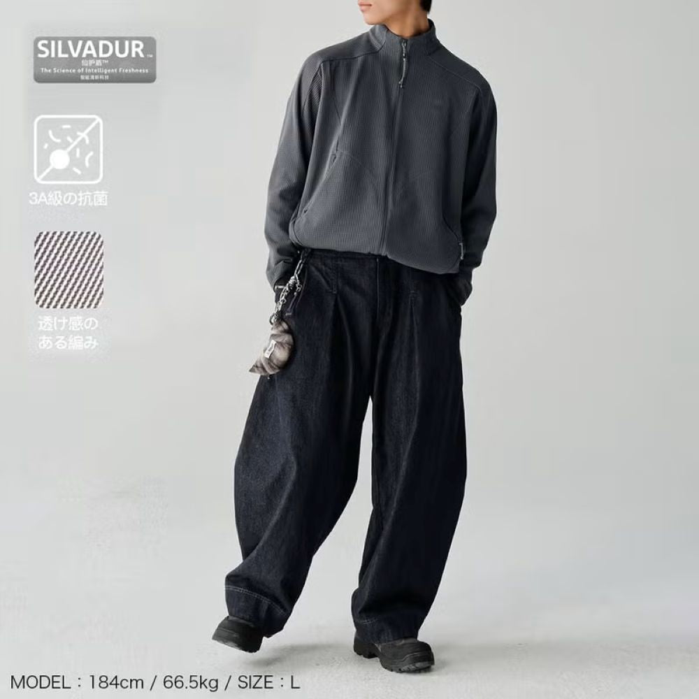 ワッフル編み抗菌ジャケット