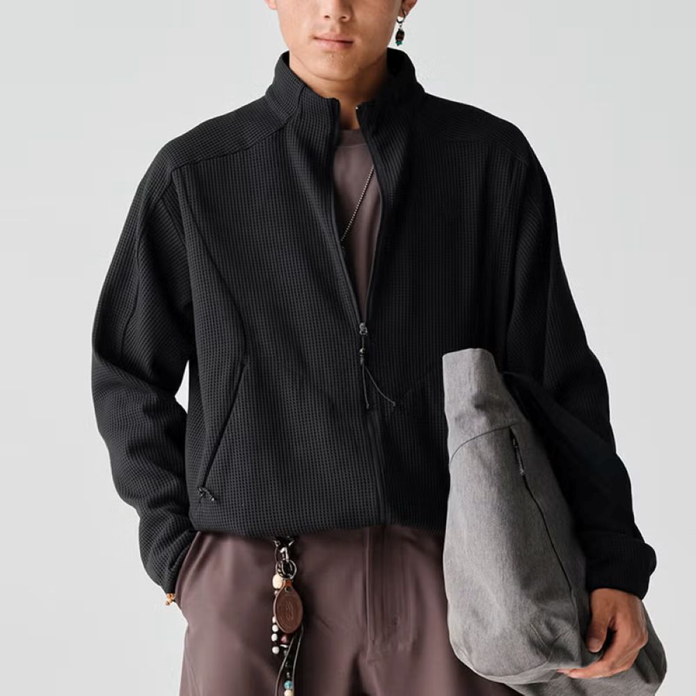 ワッフル編み抗菌ジャケット