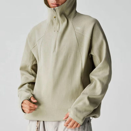 シルバーデユアメッシュハーフジップフーディー