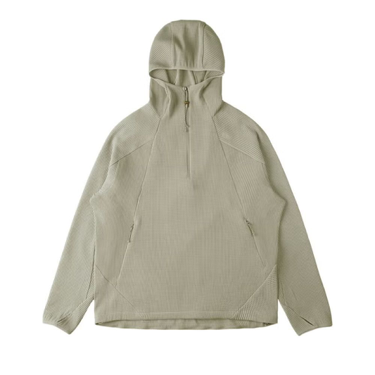 シルバーデユアメッシュハーフジップフーディー