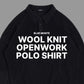 ウールニット オープンワーク ポロシャツ