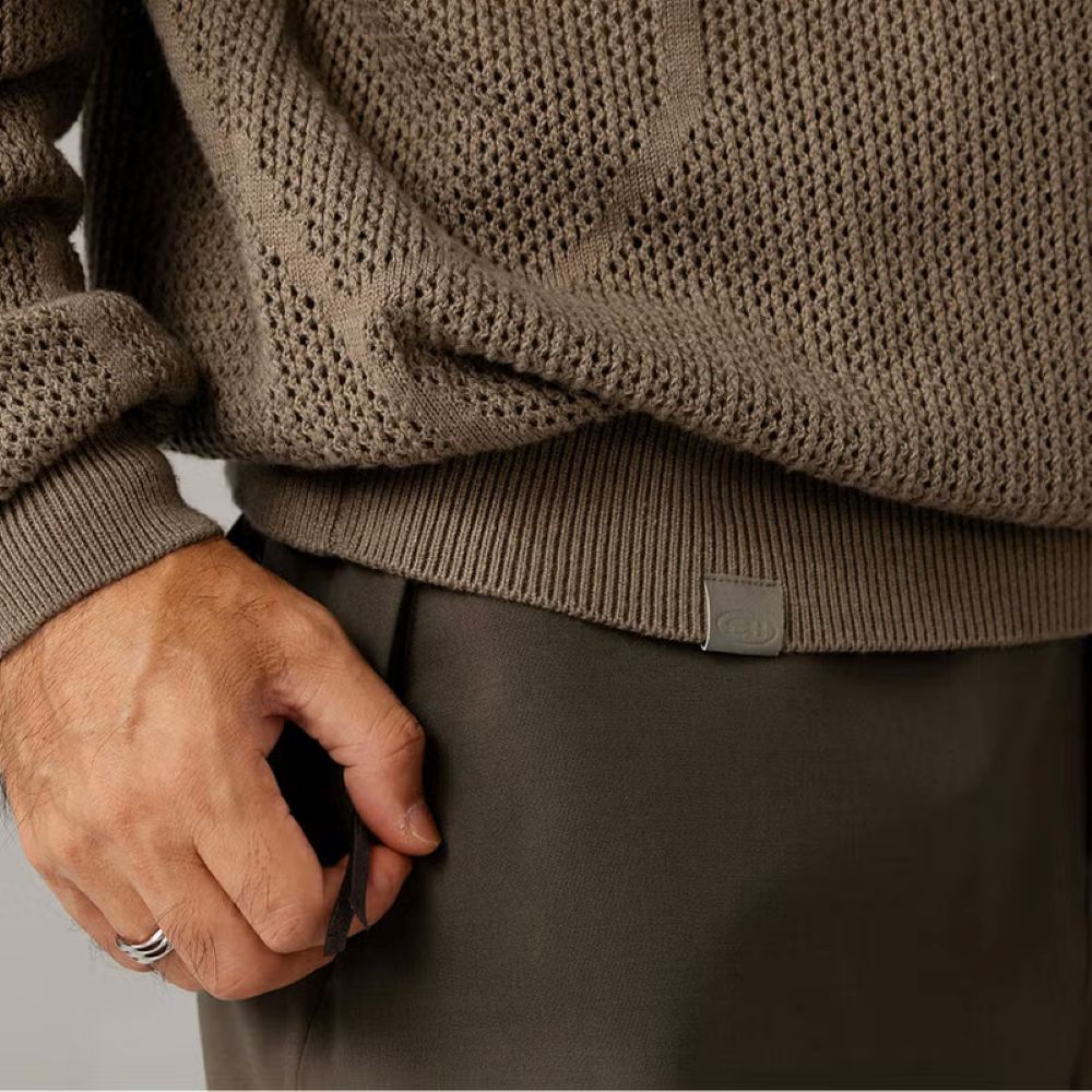 ウールニット オープンワーク ポロシャツ