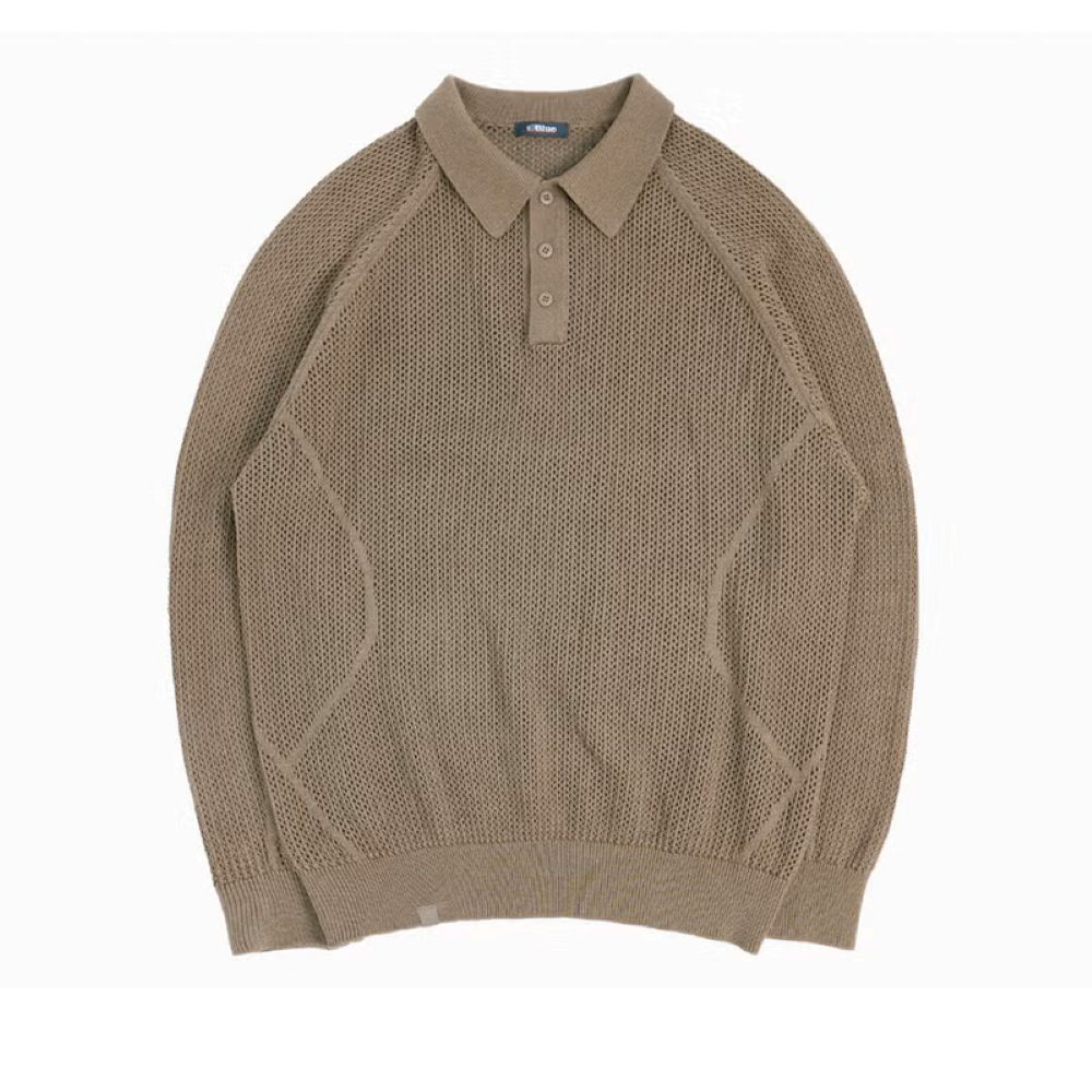 ウールニット オープンワーク ポロシャツ