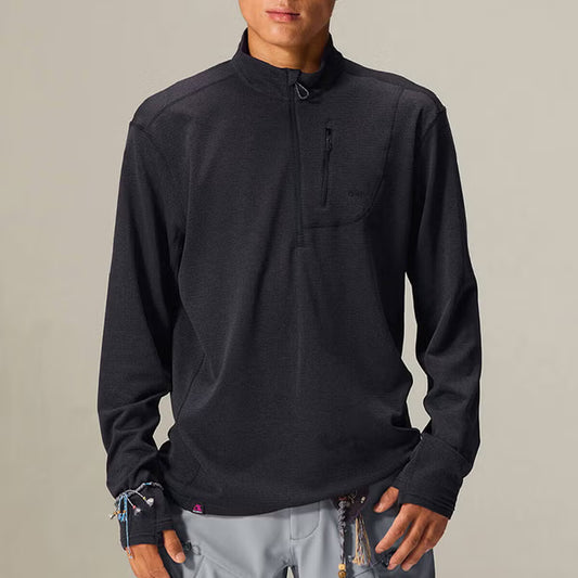 フリースハーフジップ長袖Tシャツメンズ