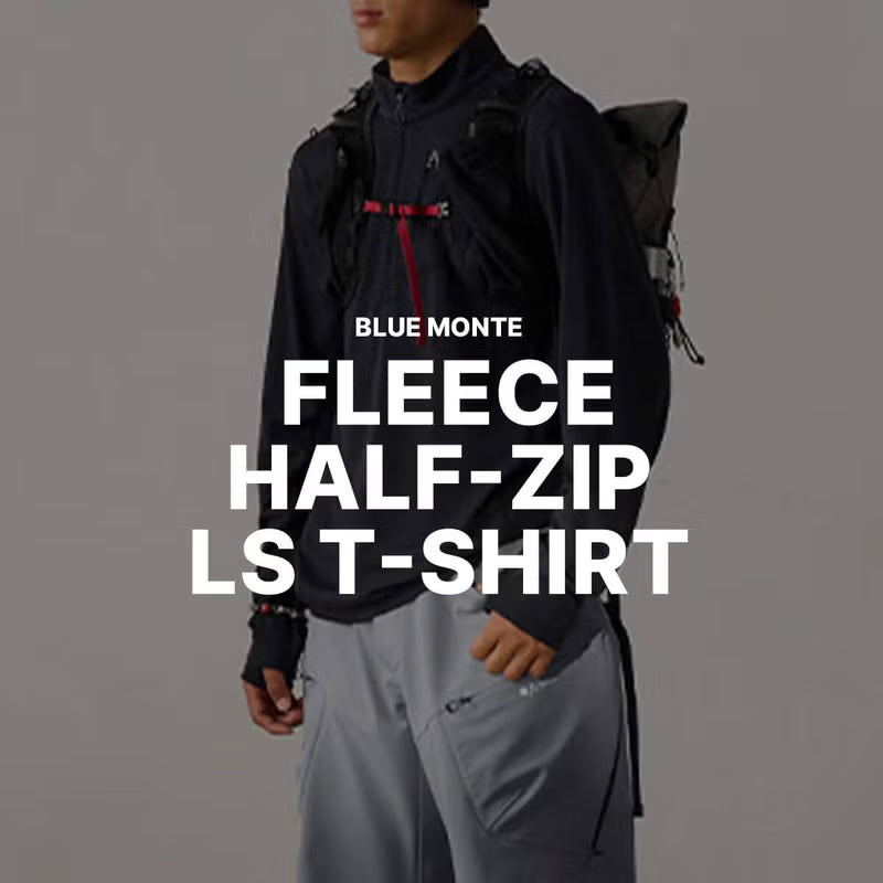 フリースハーフジップ長袖Tシャツメンズ