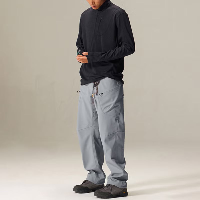 フリースハーフジップ長袖Tシャツメンズ