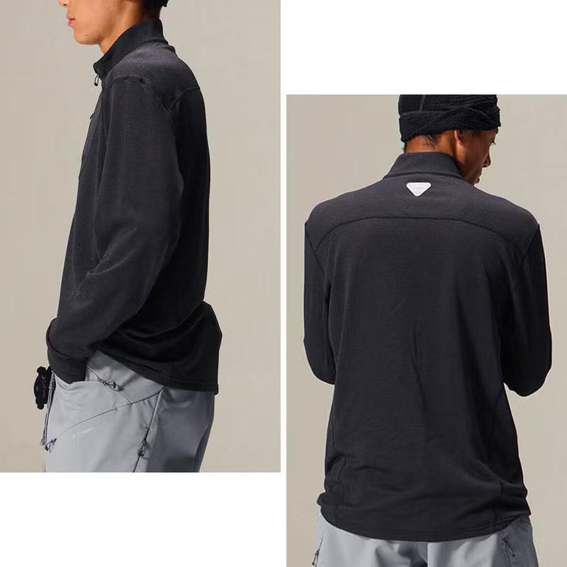 フリースハーフジップ長袖Tシャツメンズ