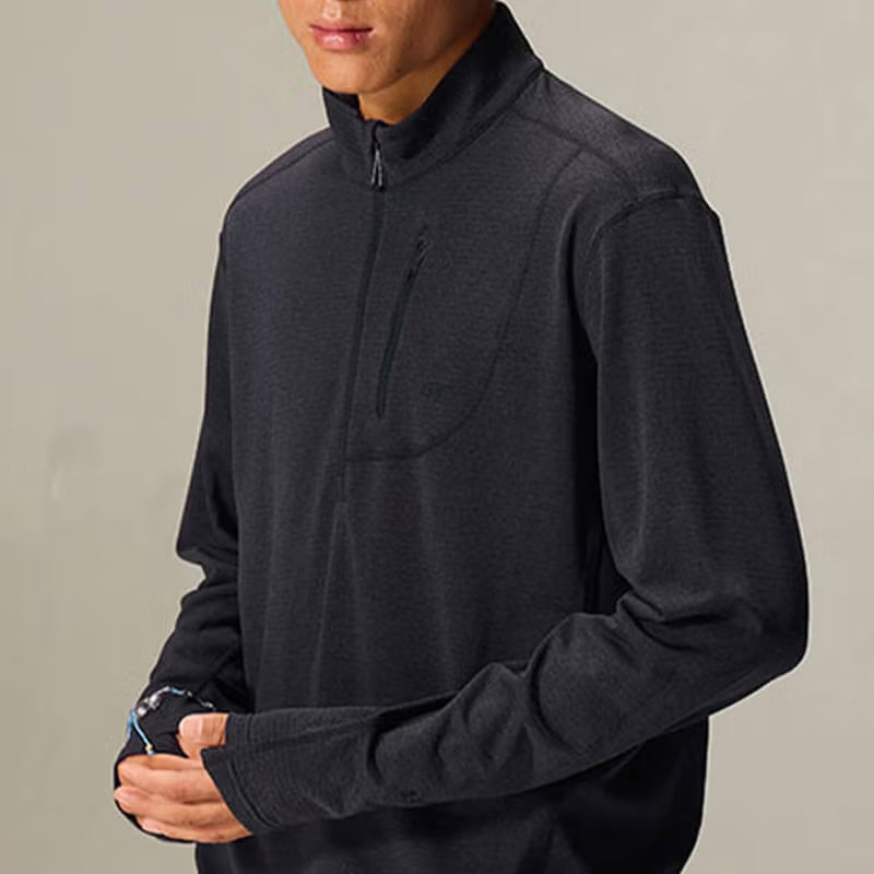 フリースハーフジップ長袖Tシャツメンズ