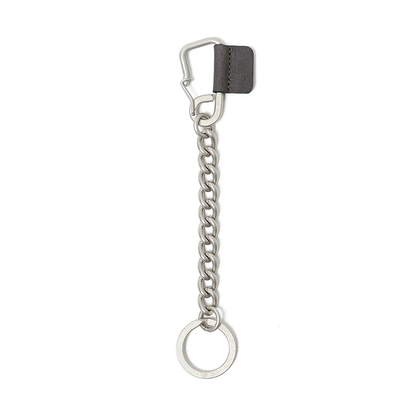 Carabiner Chain Key Ring with Nubuck Cow Leather