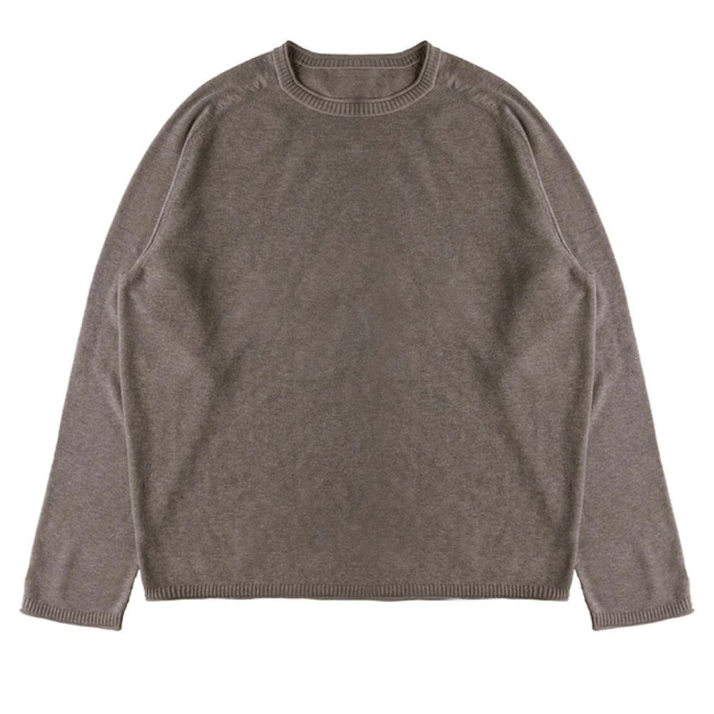 ウールクルーネック長袖ニットセーター