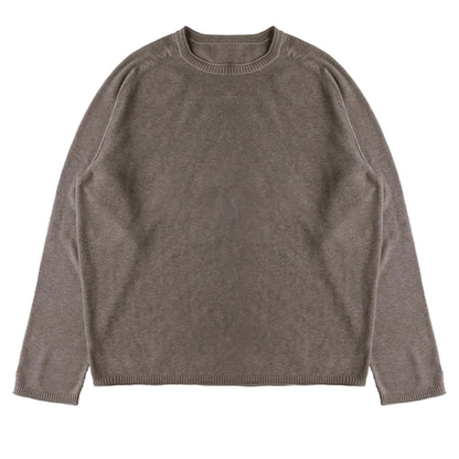 ウールクルーネック長袖ニットセーター