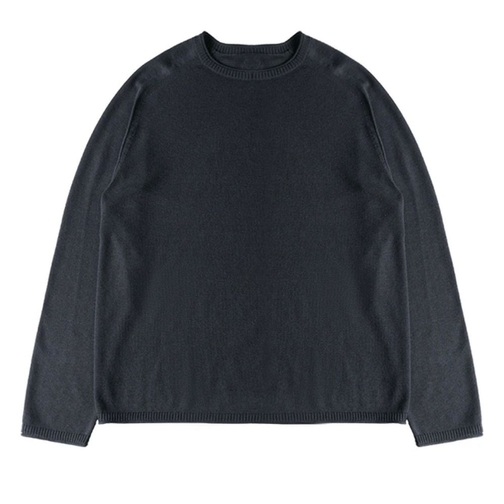 ウールクルーネック長袖ニットセーター