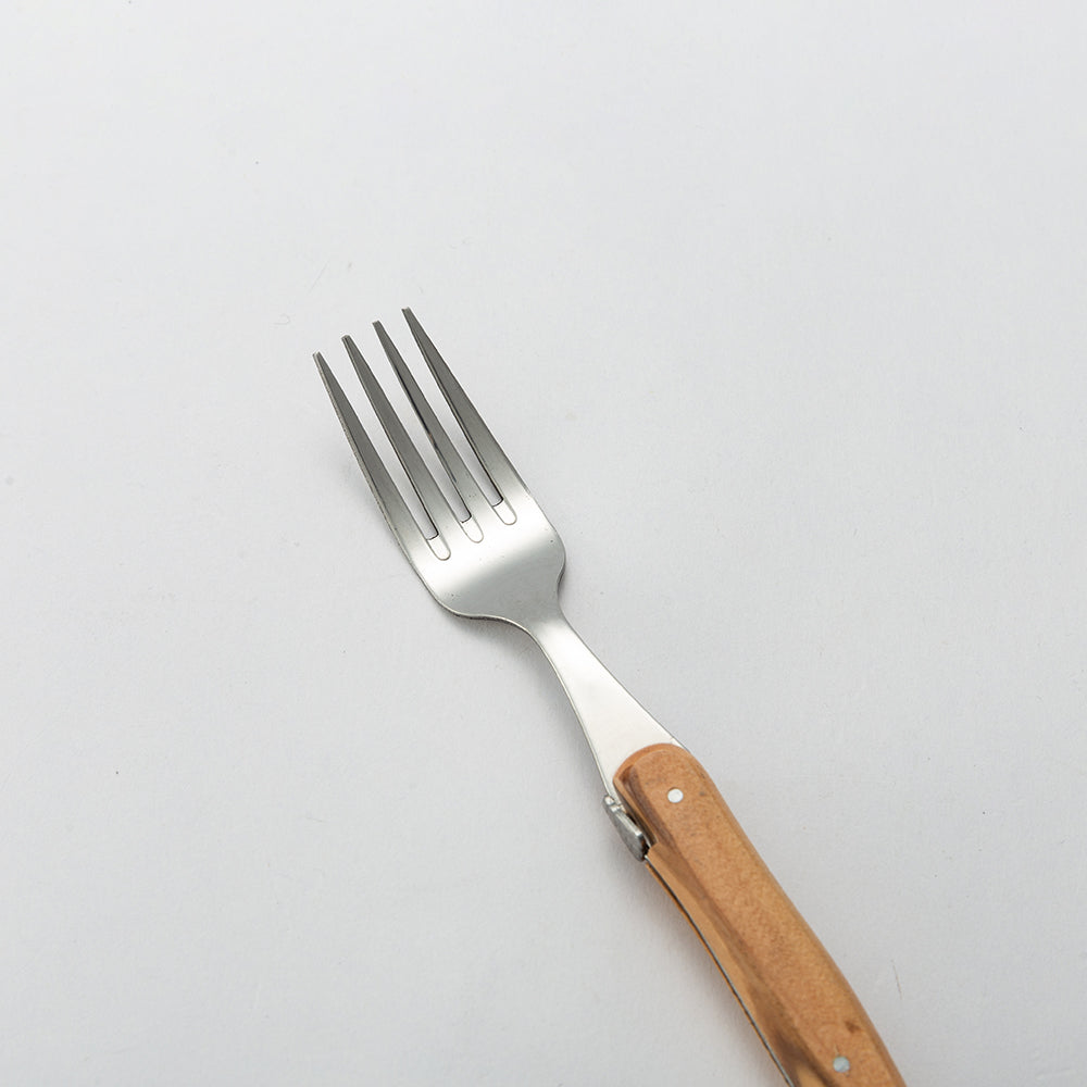 Olive Handle Pizza Knife and Dinner Fork Set